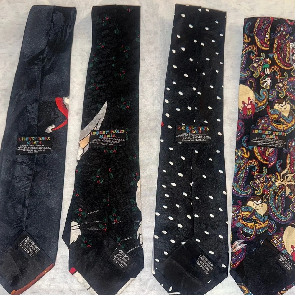 Looney Tunes Character Ties Set - Black and Multicolor